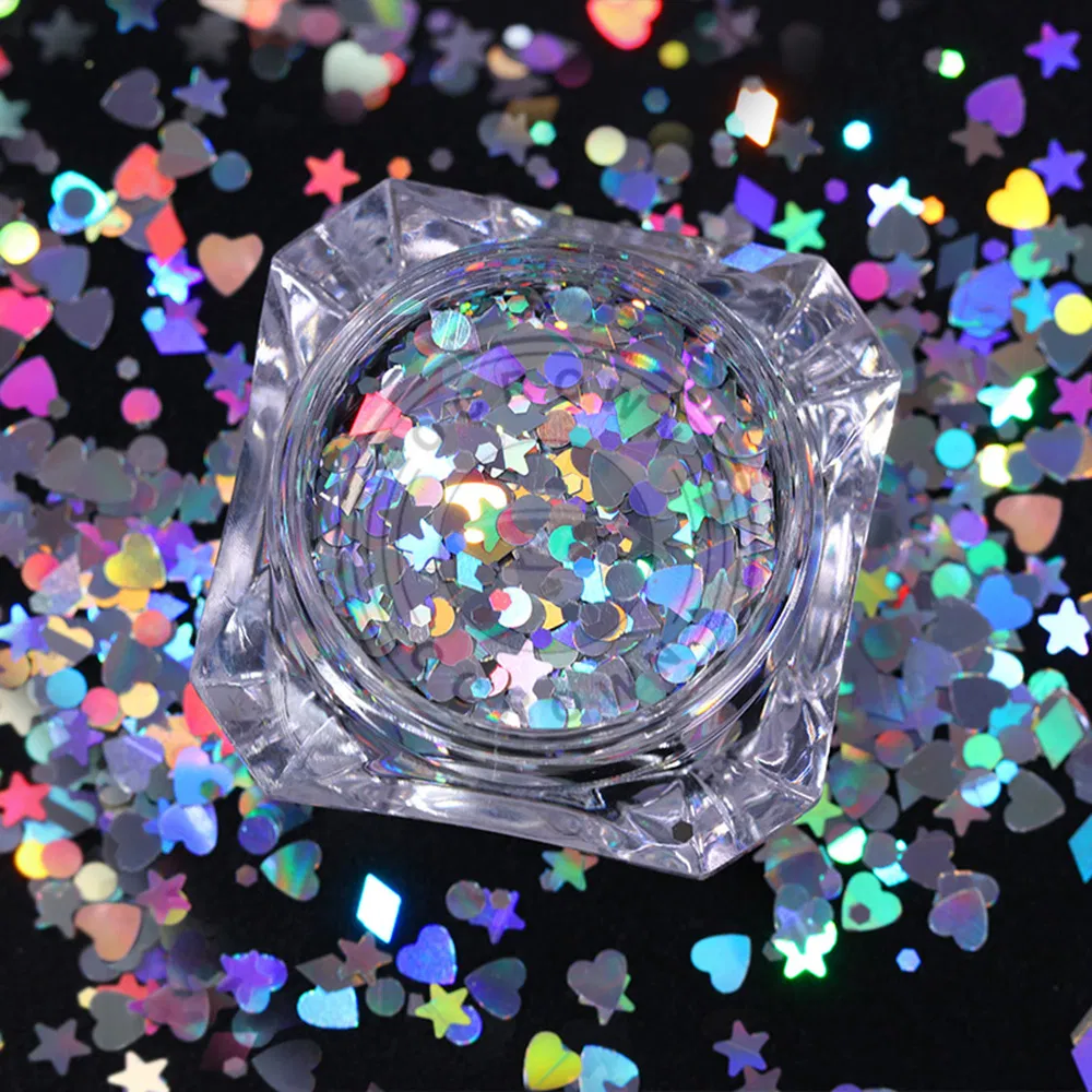 Ultrathin Sequins Colorful Round 3D Nail Art Mixed Size Glitter Pigment