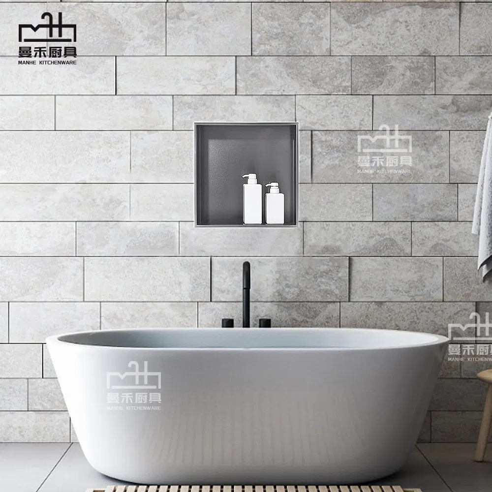 Встраиваемая ниша для душа из нержавеющей стали, матовый черный