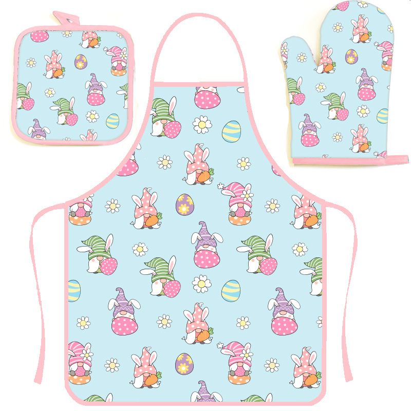 Customizable Pink Polyester Cotton Apron for Kids Cooking