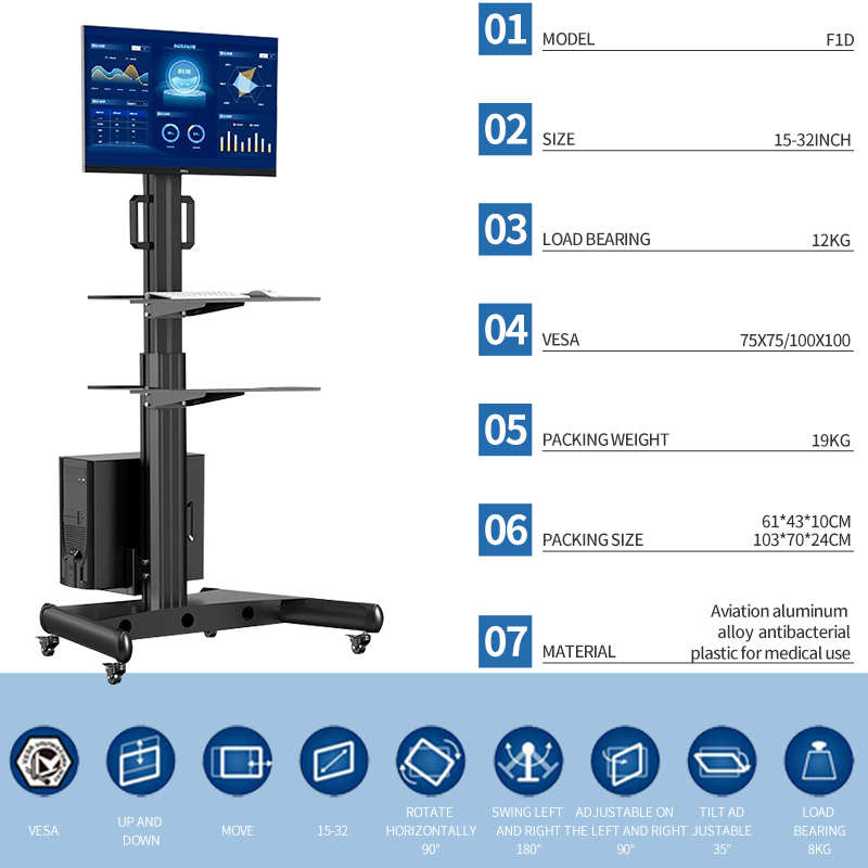 Versatile 2 Tray Medical Trolley Cart for Hospitals