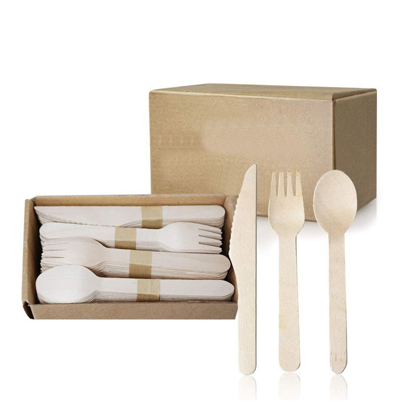 Wholesale Disposable Birch Wood Knife, Fork and Spoon Cutlery Cake Knife