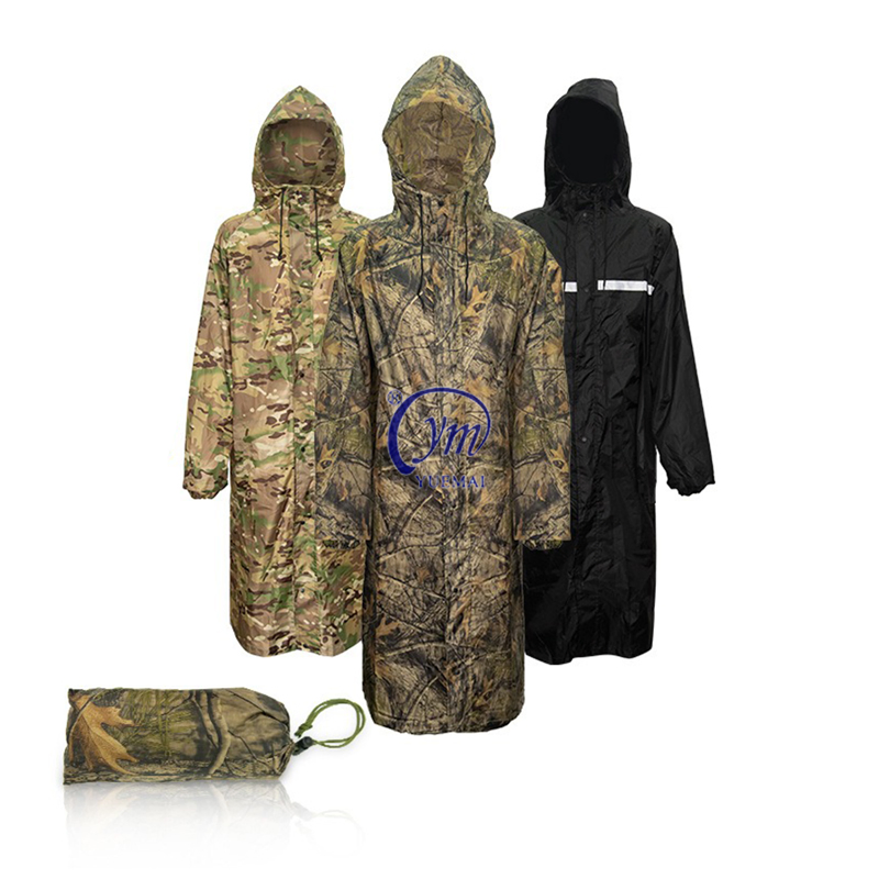 Hunting Camping Hiking Rain Poncho Waterproof Hooded Rain Coat Multi-Use Camo Shelter Ground Sheet