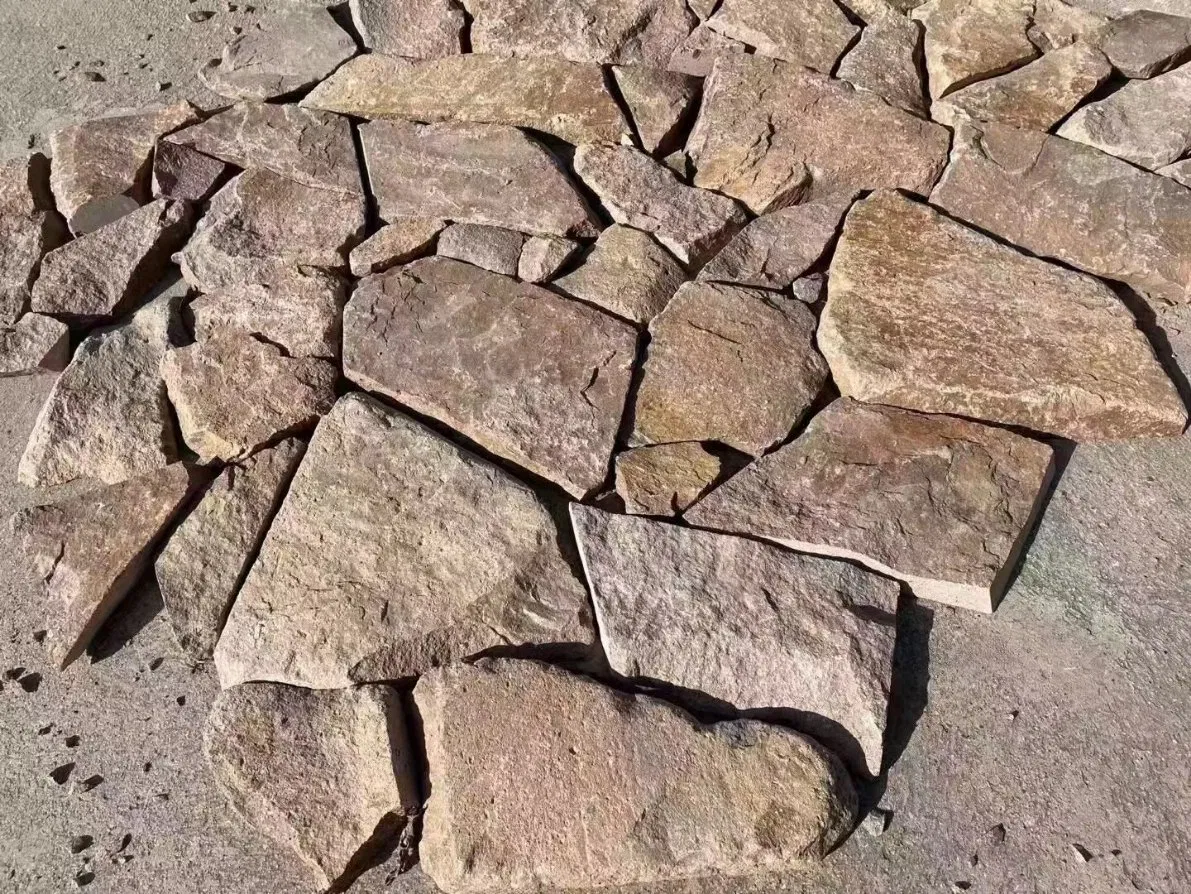 Beige Slate Yellow Natural Stone Veneer Real Loose Stone Wall Cladding Crazy Shape Ledgestone