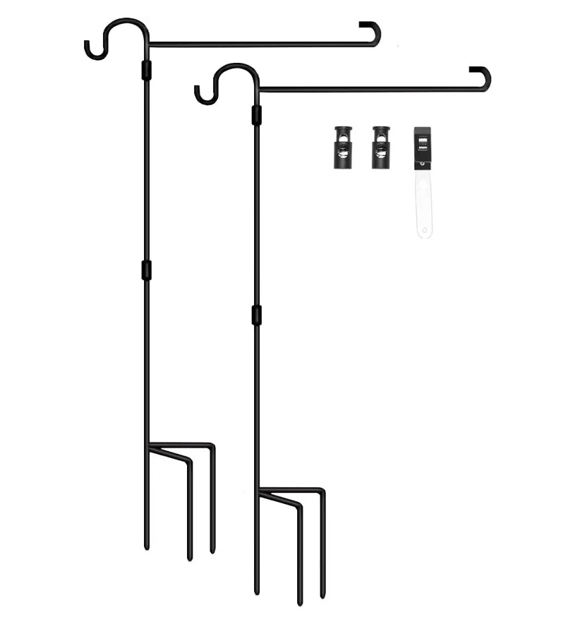 Garden Flag Holder Stand Pole with Shepherd Hook Solid H48-Dia. 1/2" Heavy Duty for Yard Small Flag