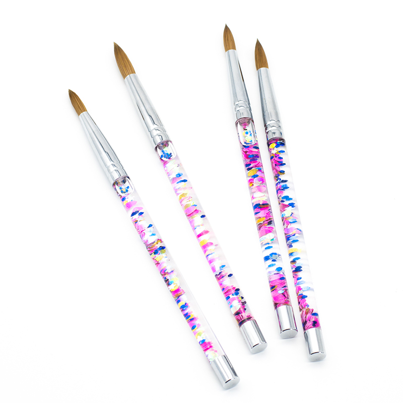 Purple Color Sequined Liquid Handle Kolinsky Sable Nail Brush