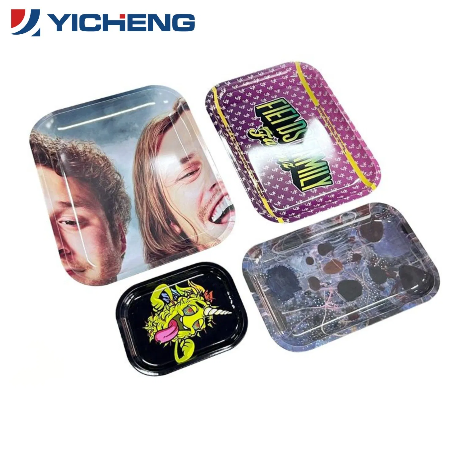 Custom Logo Printed Tin Serving Metal Roll Trays Wholesale Rolling Tinplate Smoking Tray