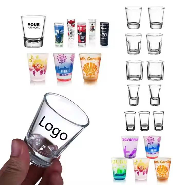 Personalized Frosted Shooter Glass 2oz Custom Tall Straight Shot Glass with Logo