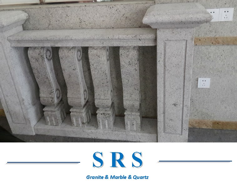 Natural Stone Beige/White Marble Granite Sandstone Stair Balusters with Railing Handrail