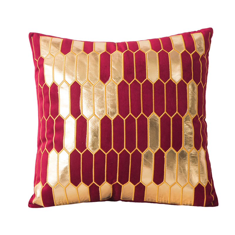 Luxurious Golden Bronzing Thick Velvet Cushion Cover Gold Geometric Shiny Pillow Cover