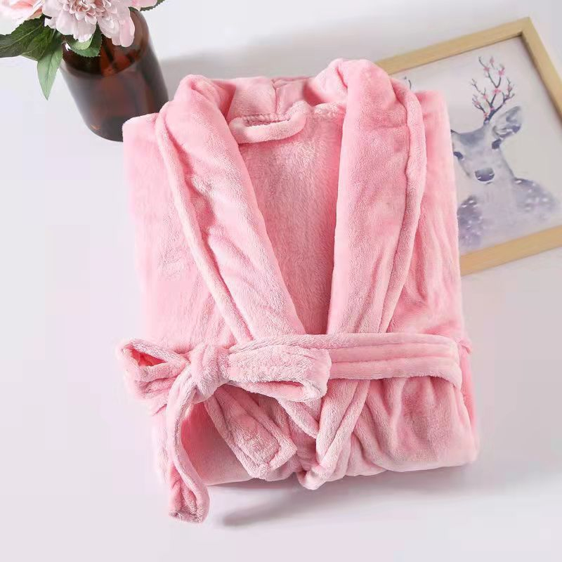 Winter Coral Flannel Long Sleeve Extended Bathrobe