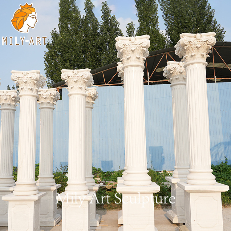 Project Building Natural Solid Marble Pillars White Marble Roman Columns