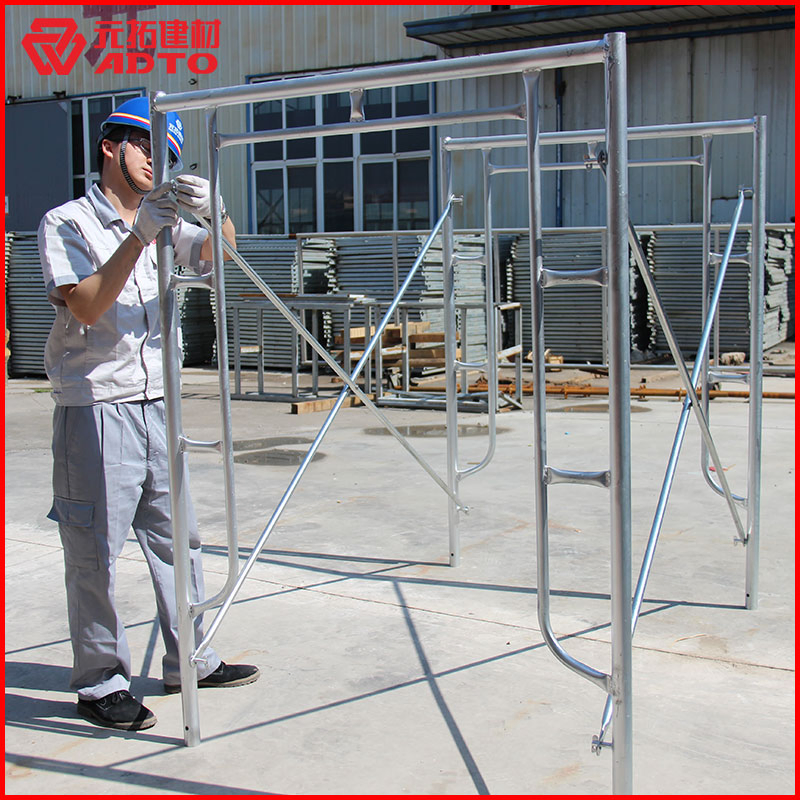 Pre Galvanized Steel Tubular Scaffold Cross Brace Ladder H Type Frame Building Scaffolding for Construction