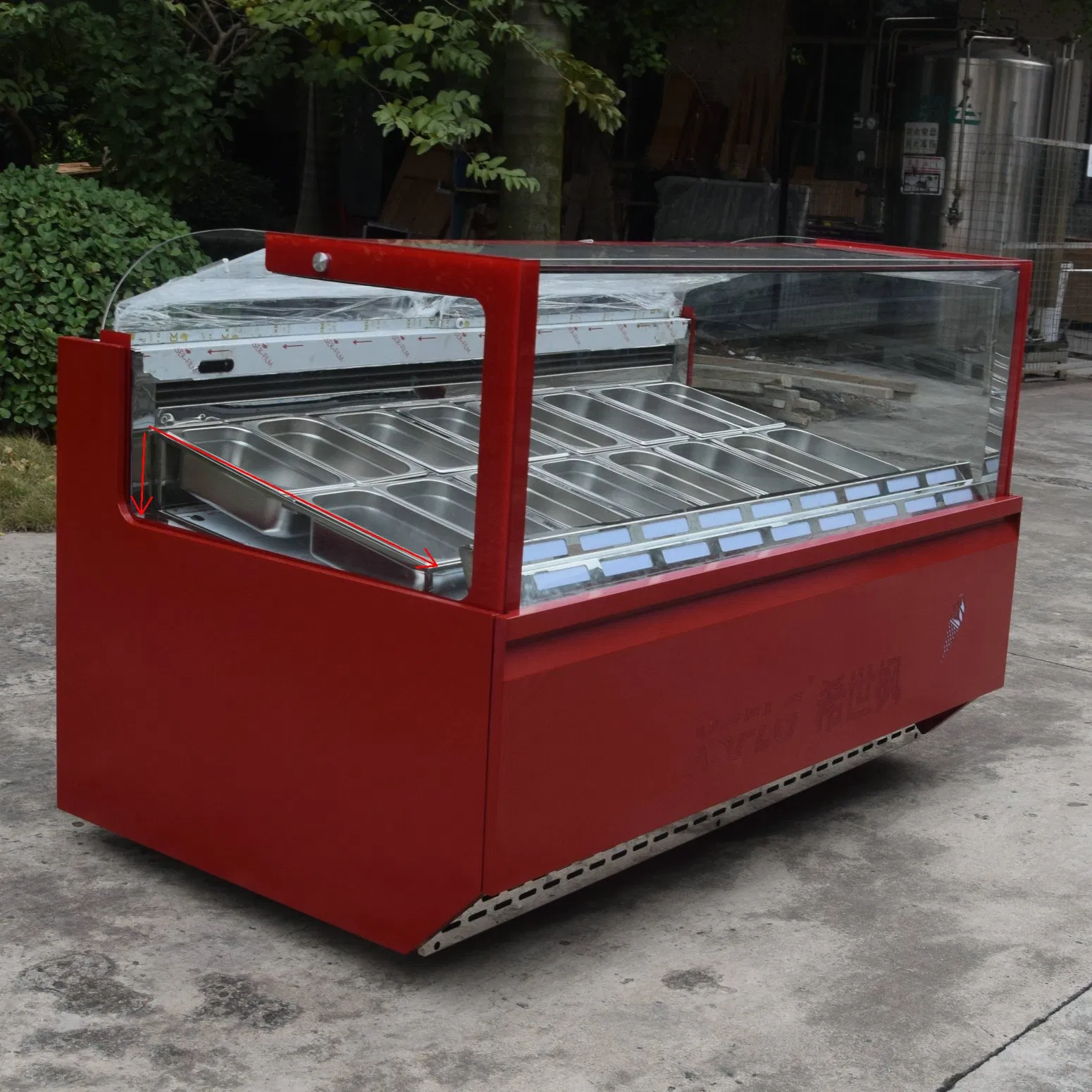 16 Flavours Gelato Display Plain Glass Showcase