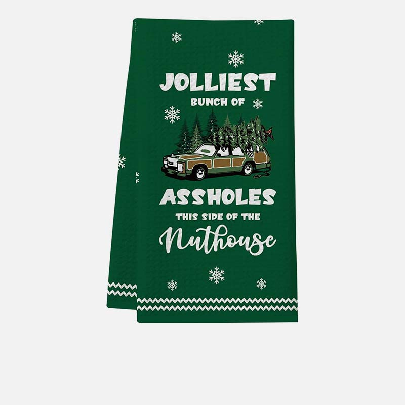 Christmas Digital Printing Hand Towels Quick Dry Waffle Machine Wash Kitchen Towel