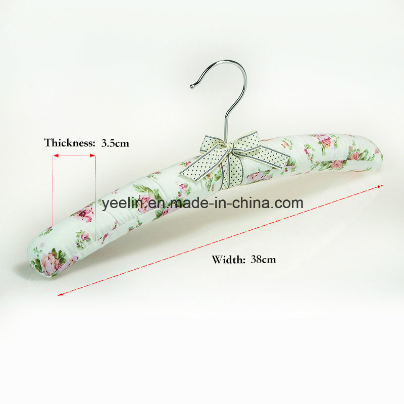 Satin Padded Clothes Hangers Flower Printed Clothes Hangers