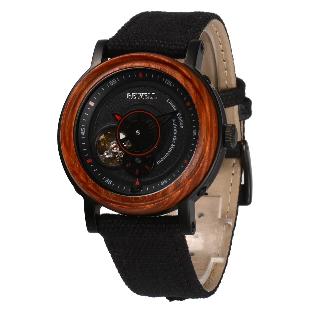 Watch Manufacturer Bewell Automatic Watch Wood Wristwatches 3ATM Waterproof with Metal and Wood Case Custom Watch with Private Label