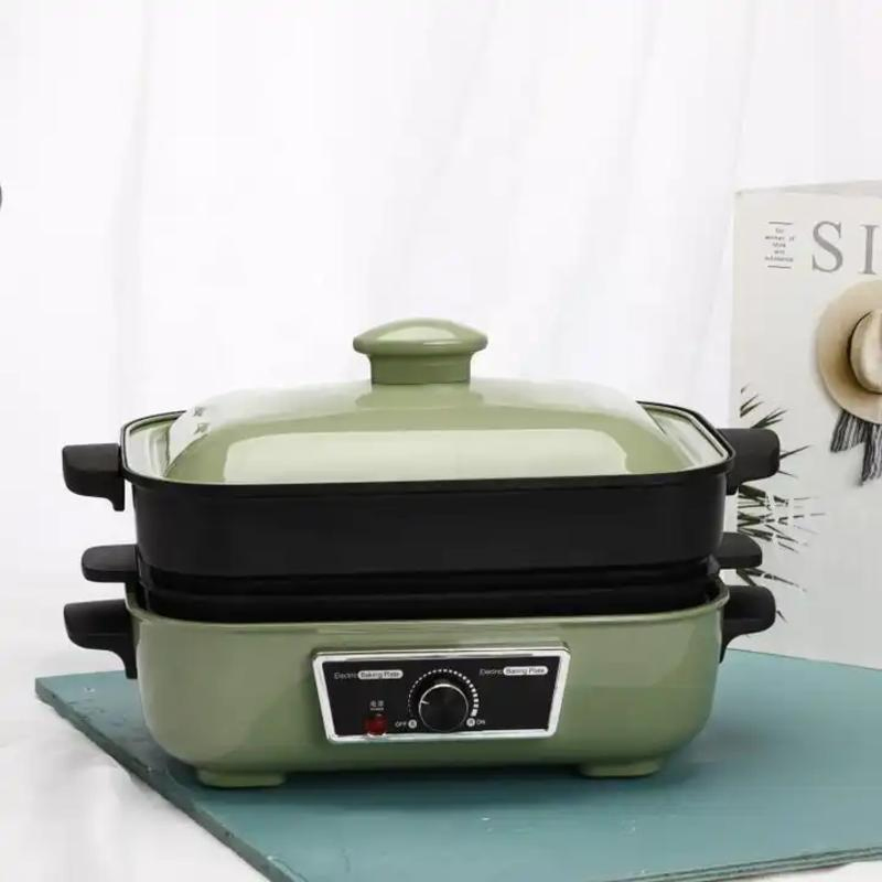 Electric Multi Function Baking Pan Electric Grill Cookware Non Stick Coating Hot Pot