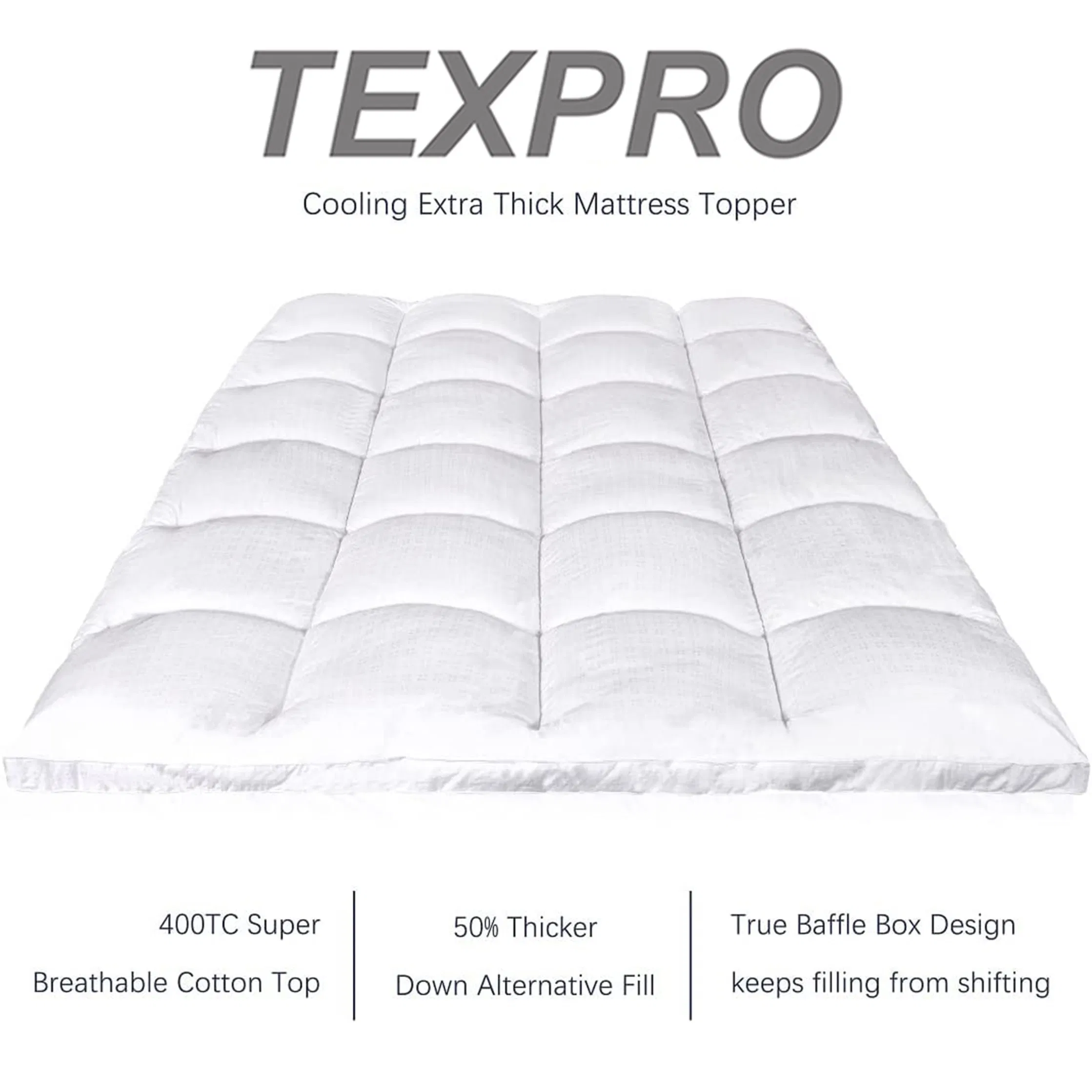 Mattress Topper Pad with 8-21 Inch Deep Pocket Down Alternative Fill