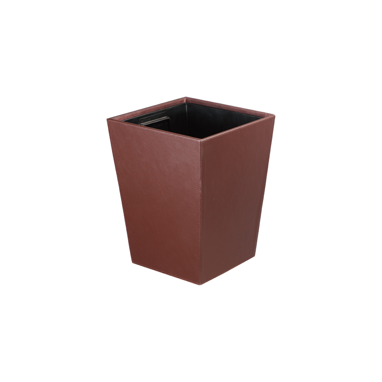 Retangular Shaped Hotel Room Leather Cover Waste Bin