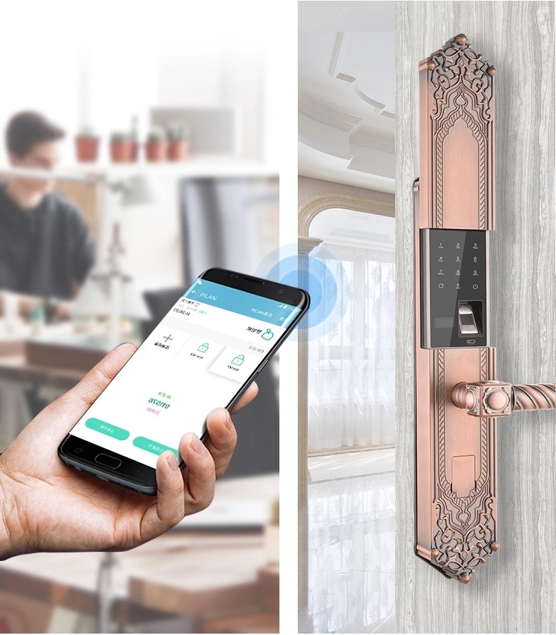 Luxury Fingerprint Passward Entry Door Handle Keyless Smart Lock