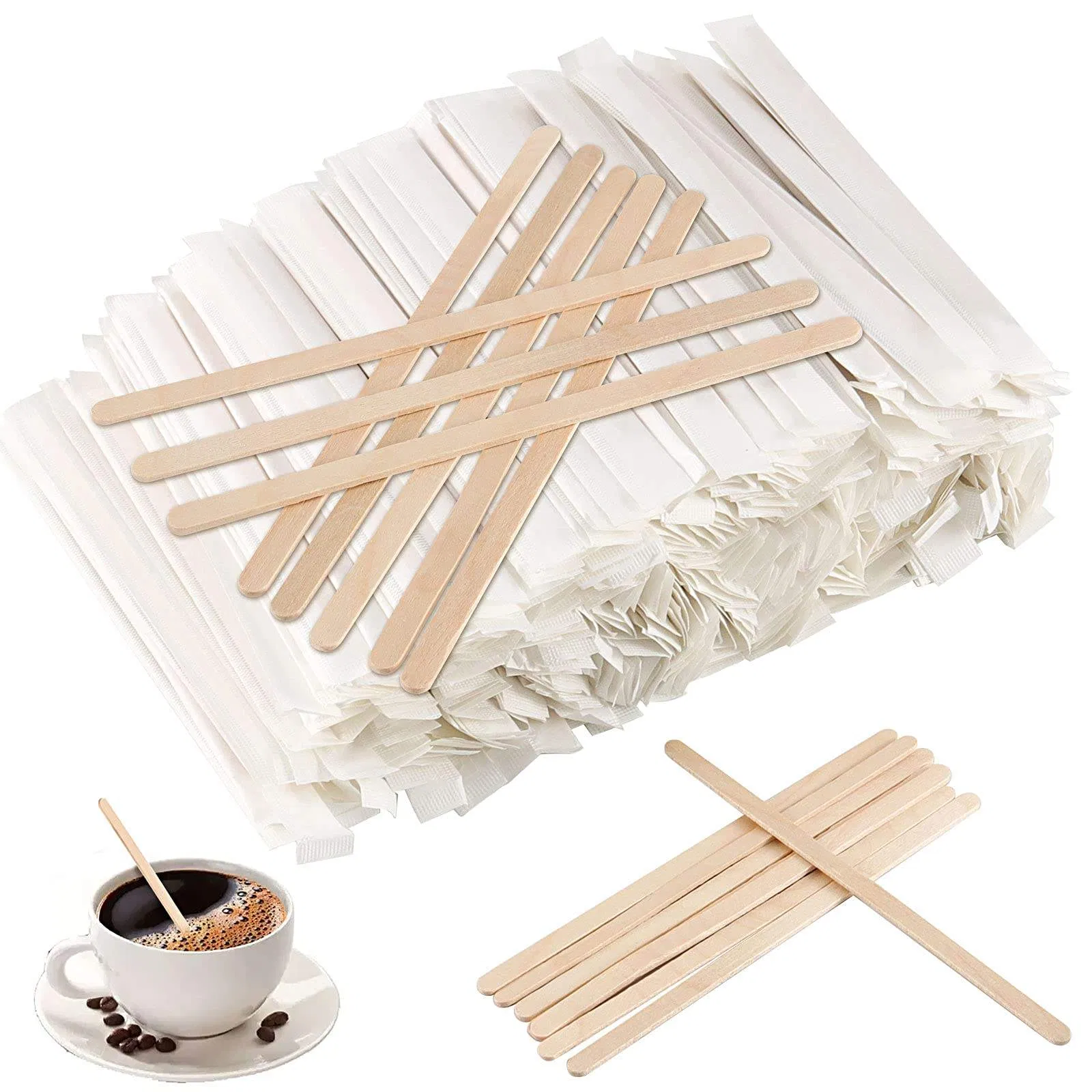 Ecolife Coffee Stirrer Stick Disposable Stirrer Carton Box Coffee Wholesale Eco-Friendly Wooden Wood Flat Handle Popular Classis