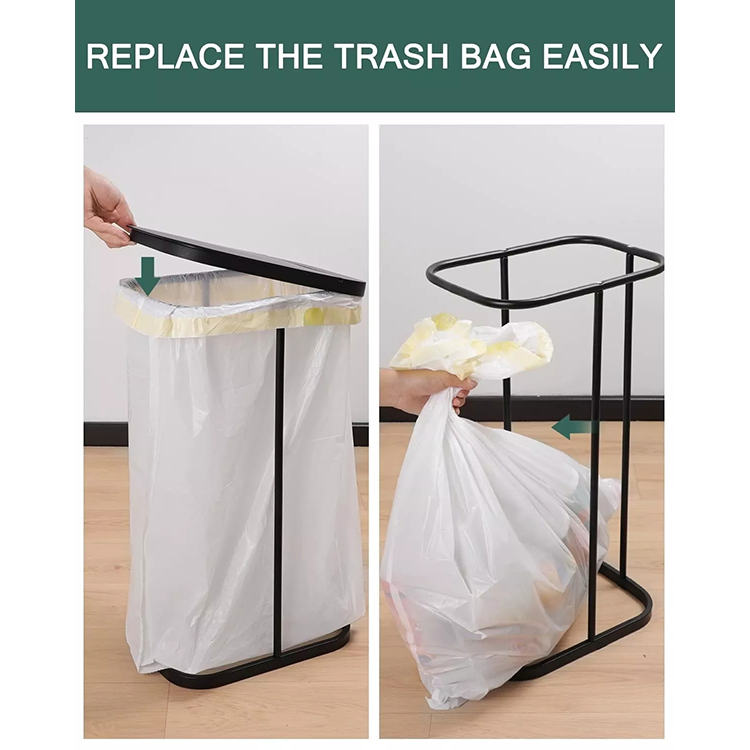 Jh-Mech Hot Selling Waste Bin Kitchen Picnic Portable Durable 13 Gallon Stand Carbon Steel Trash Bag Holder