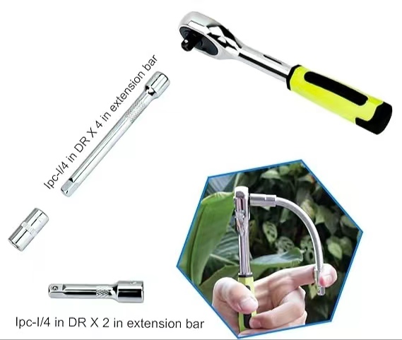 Набор головок и трещоток Middly 46 предметов, 1/4 дюйма