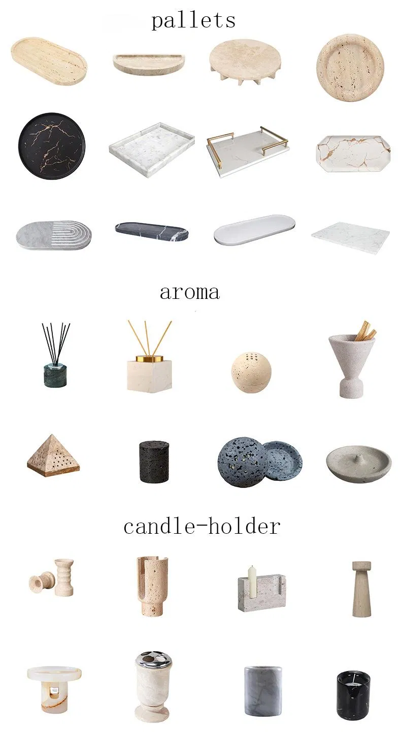 Natural White/Beige Real Travertine Stone Trays Luxury Large Marble Fruit Bowl Round Travertine Stone Fruit Plate