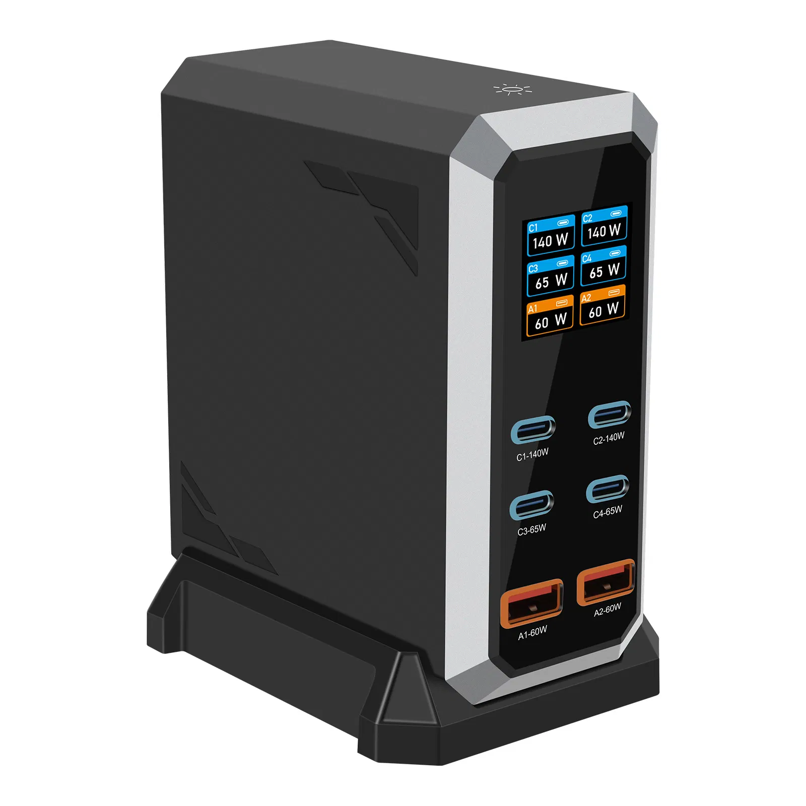Зарядная станция GaN 240W с дисплеем, 6 портов USB-C