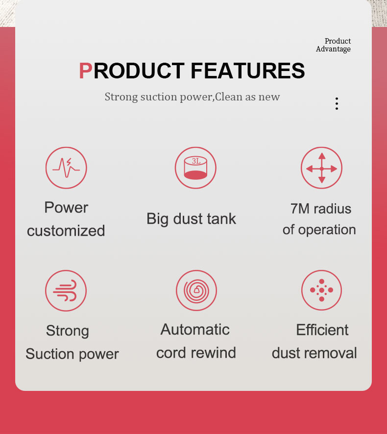 2000W Canister Bagless Vacuum Cleaner 23kpa for Home Use Vaccums