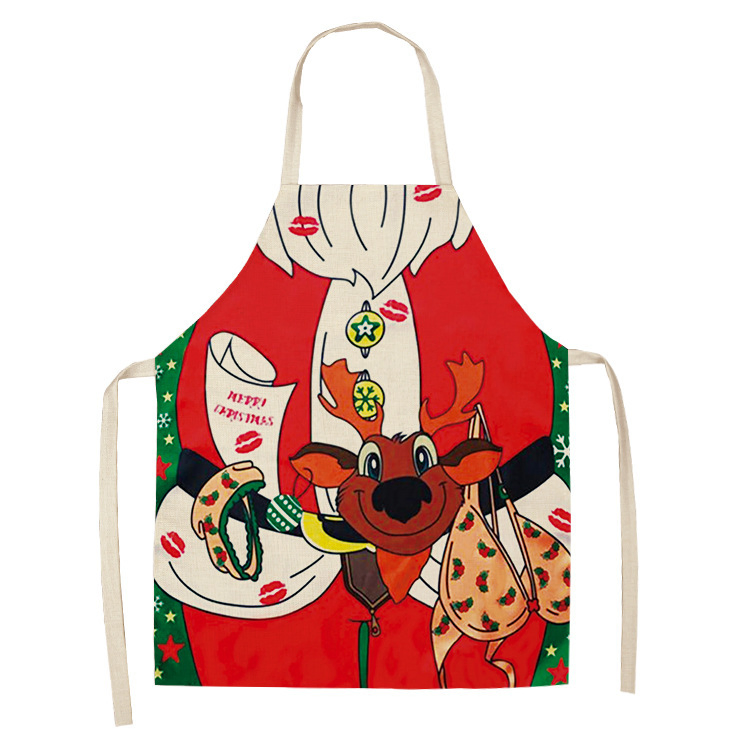 Cute Adjustable Kitchen Chef Bib BBQ Cooking Christmas Elf Apron for Adult