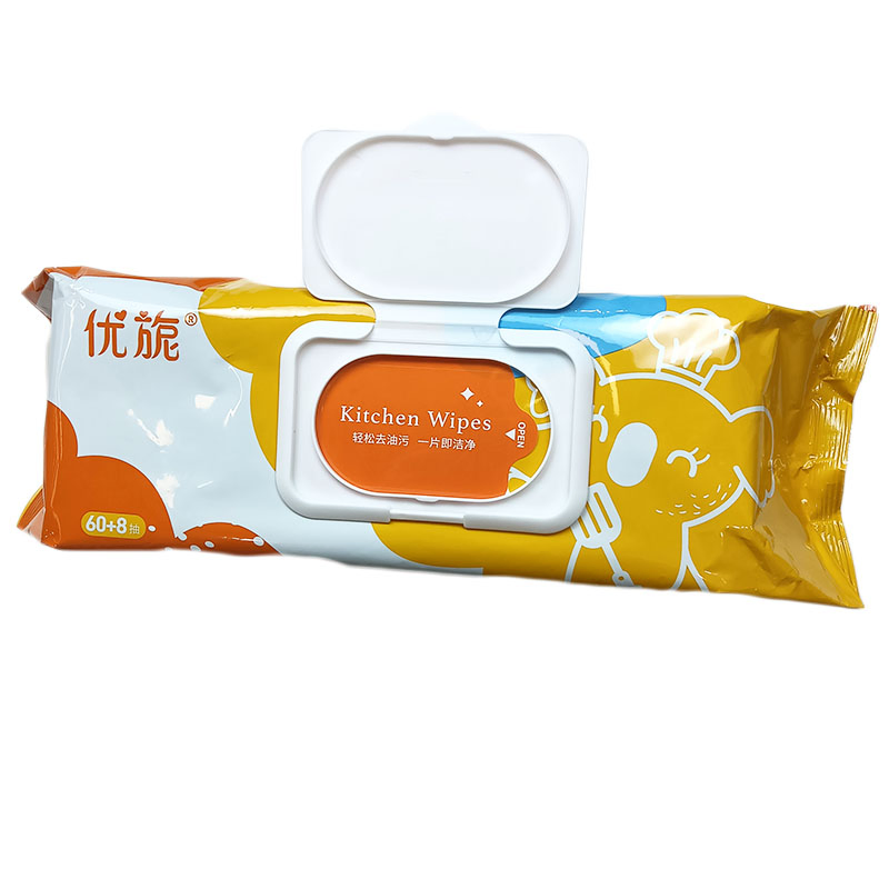 Factory Nonwoven Kitchen Cleaning 68PCS Kitchen Oil Remover Wet Wipe
