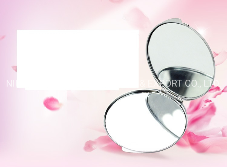 Aluminium Pocket Makeup Mirror with Glitter Decoration Silver Plated