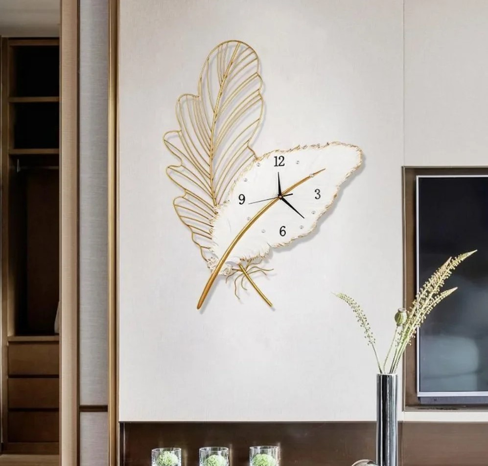 Feather Wall Clock Symbolizing Career Soars for Household Hanging Clock Wall Decoration