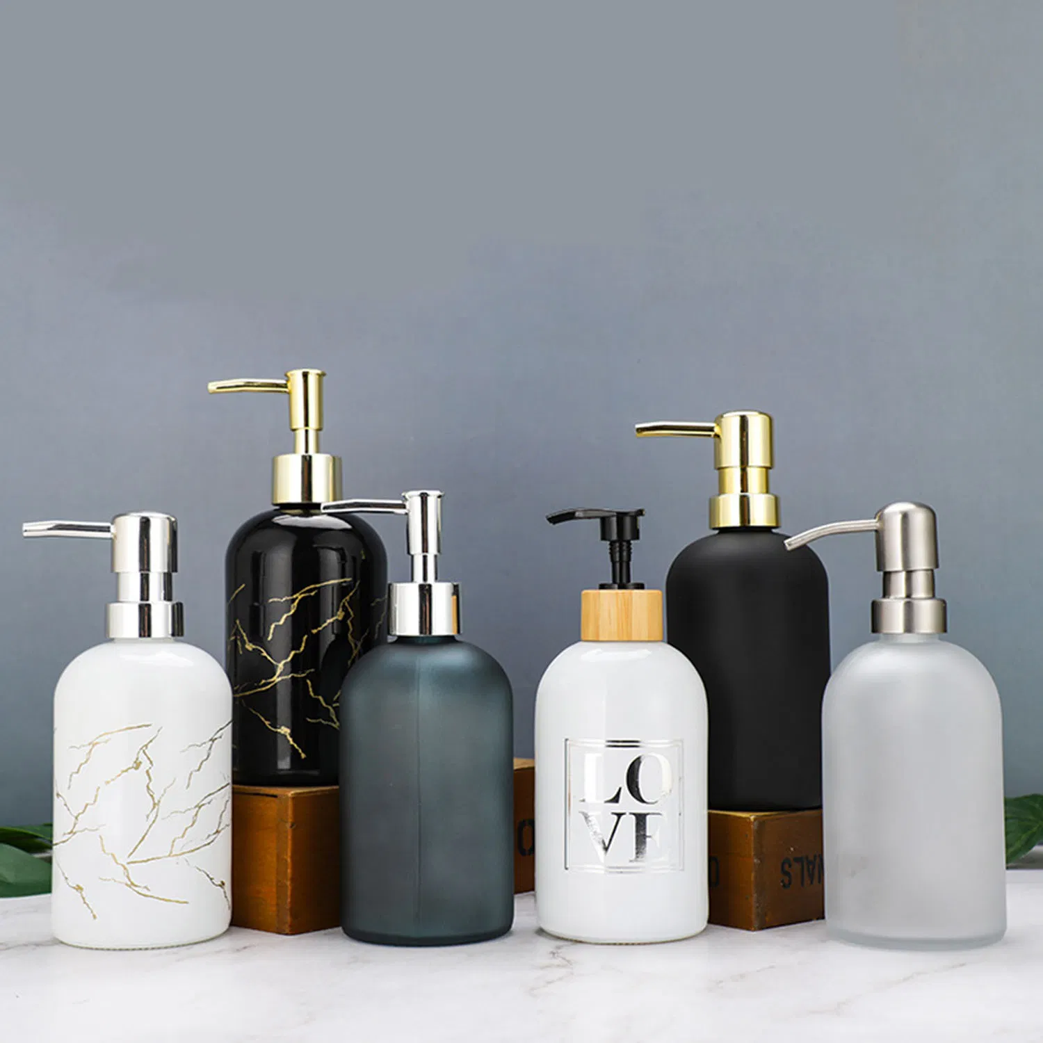 350ml/450ml Bath Soap Dispenser Glass Soap Dispenser with Pump Bathroom Hand Soap Dispenser Dish Soap Dispenser Kitchen, Clear Soap Dispenser