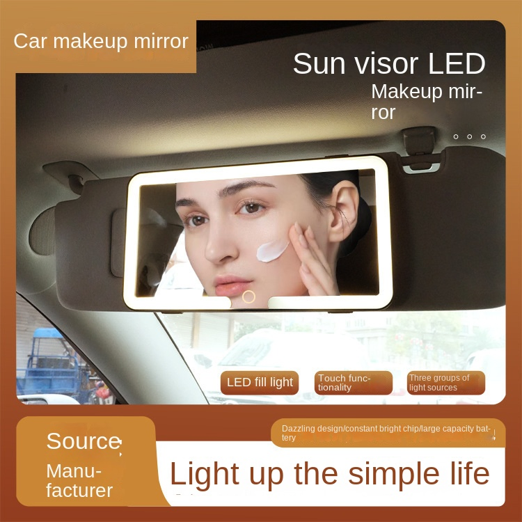 Shatterproof Car Sun Visor High-Definition Makeup Mirror with LED Light
