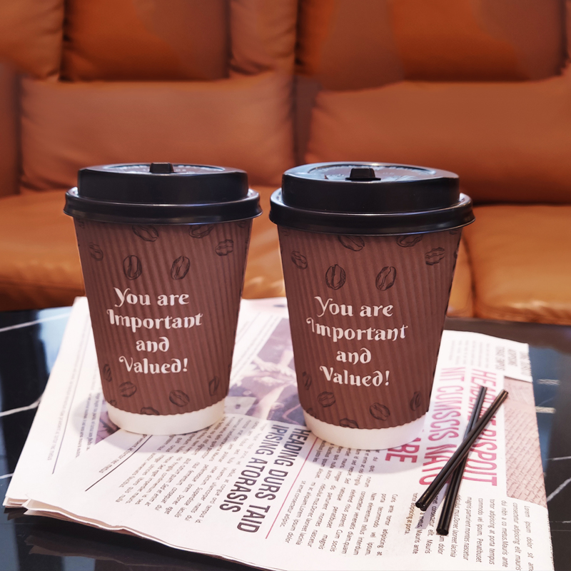 Disposable Biodegradable Ripple Paper Coffee Cups Disposable Tea Cups