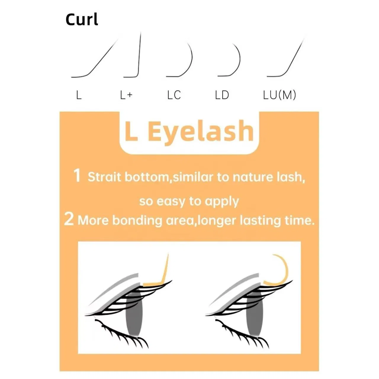 Ld/Lu (M) /N Curl 12rows False Eyelash Extensions Mink Black Material 8-15mm