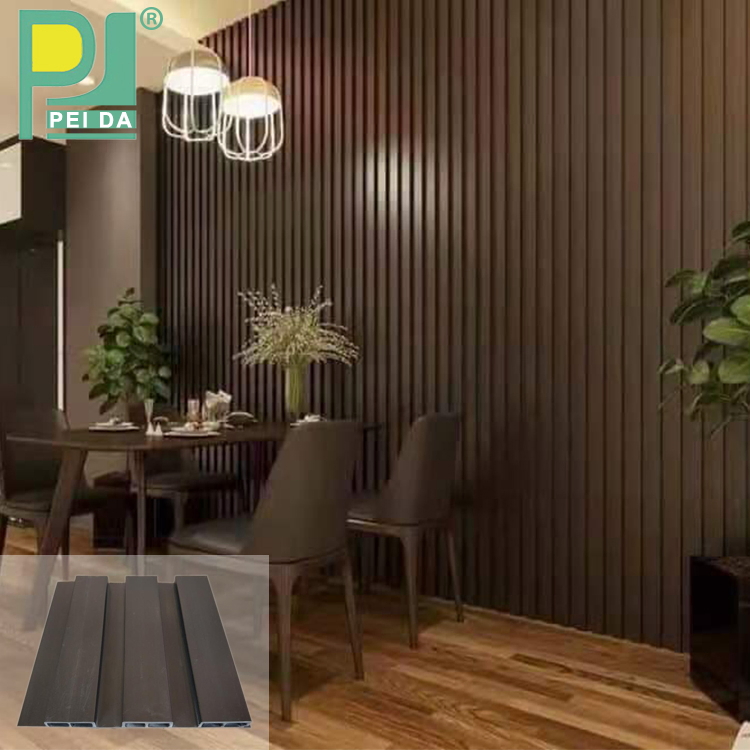 Guangzhou Exterior Prefab House Slat Wall Strip Louver Screen WPC Board Panel 12mm