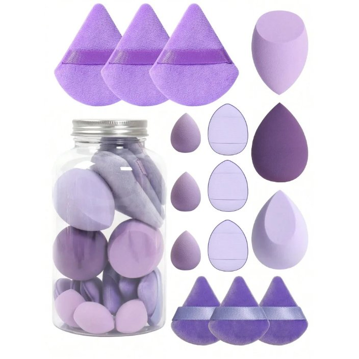 Solid Color Makeup Sponge Set, Drift Bottle Puff Set, Waterdrop & Gourd-Shaped Slanted Makeup Sponges, Cosmetic Sponge