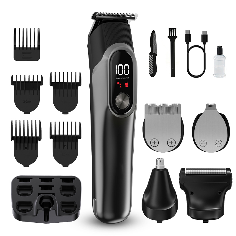 Professional Men's Cordless Electric Barber Hair Clipper LED Display T-Shaped Knife Detail Precision Beard Trimmer Hair