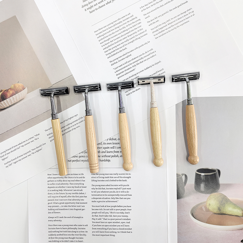 Wholesale Customized Logo Bamboo Razor Bamboo Wood Handle