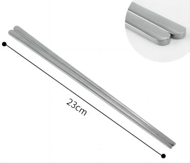 Korean Style Silver Stainless Steel Flat Shiny Chopsticks for Rice Noodle Kimchi