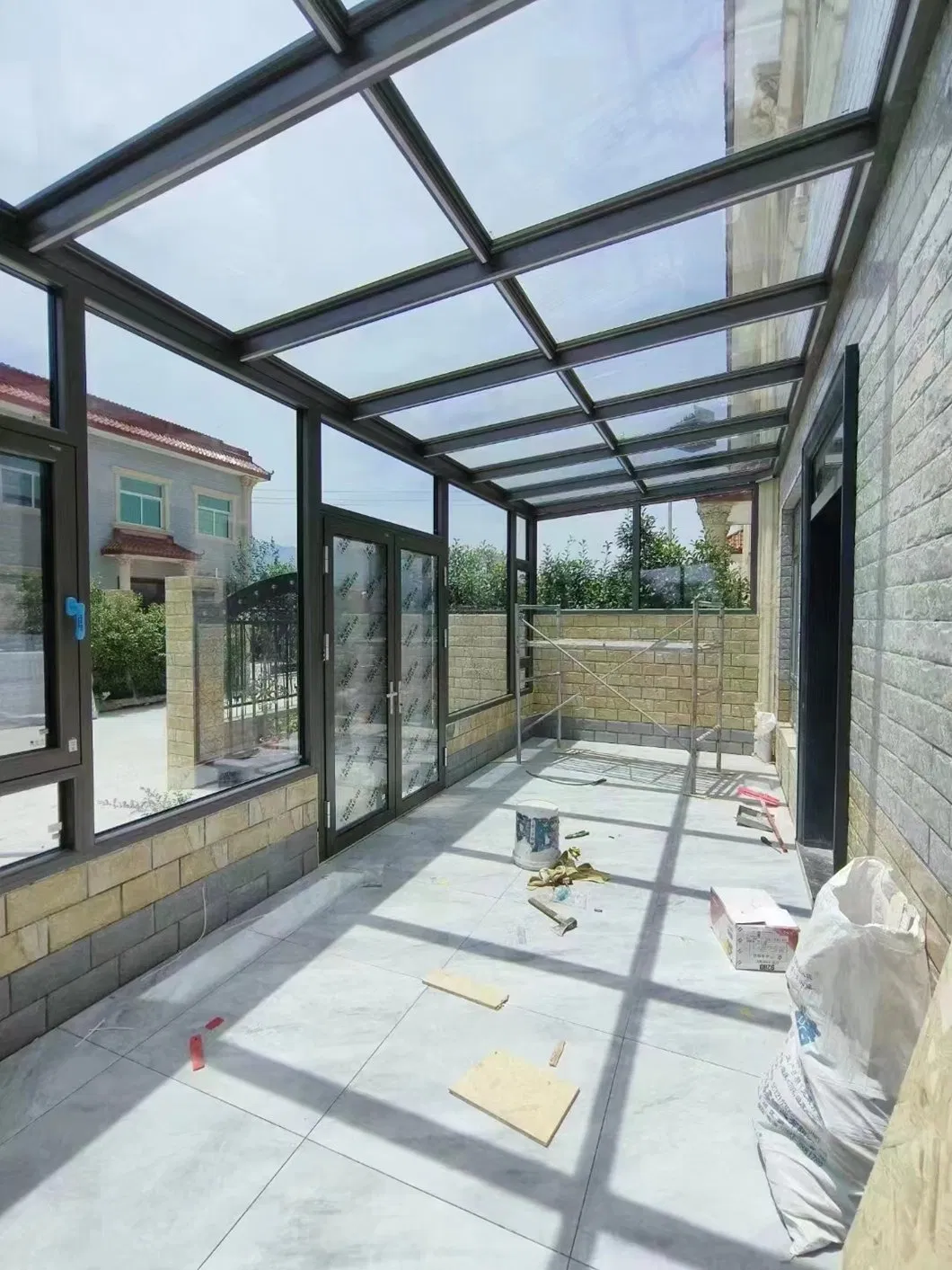 Baiyiyuan Sunroom Modern Aluminum Glass Door Garden Sunroom Porch Enclosures Backyard Conservatory