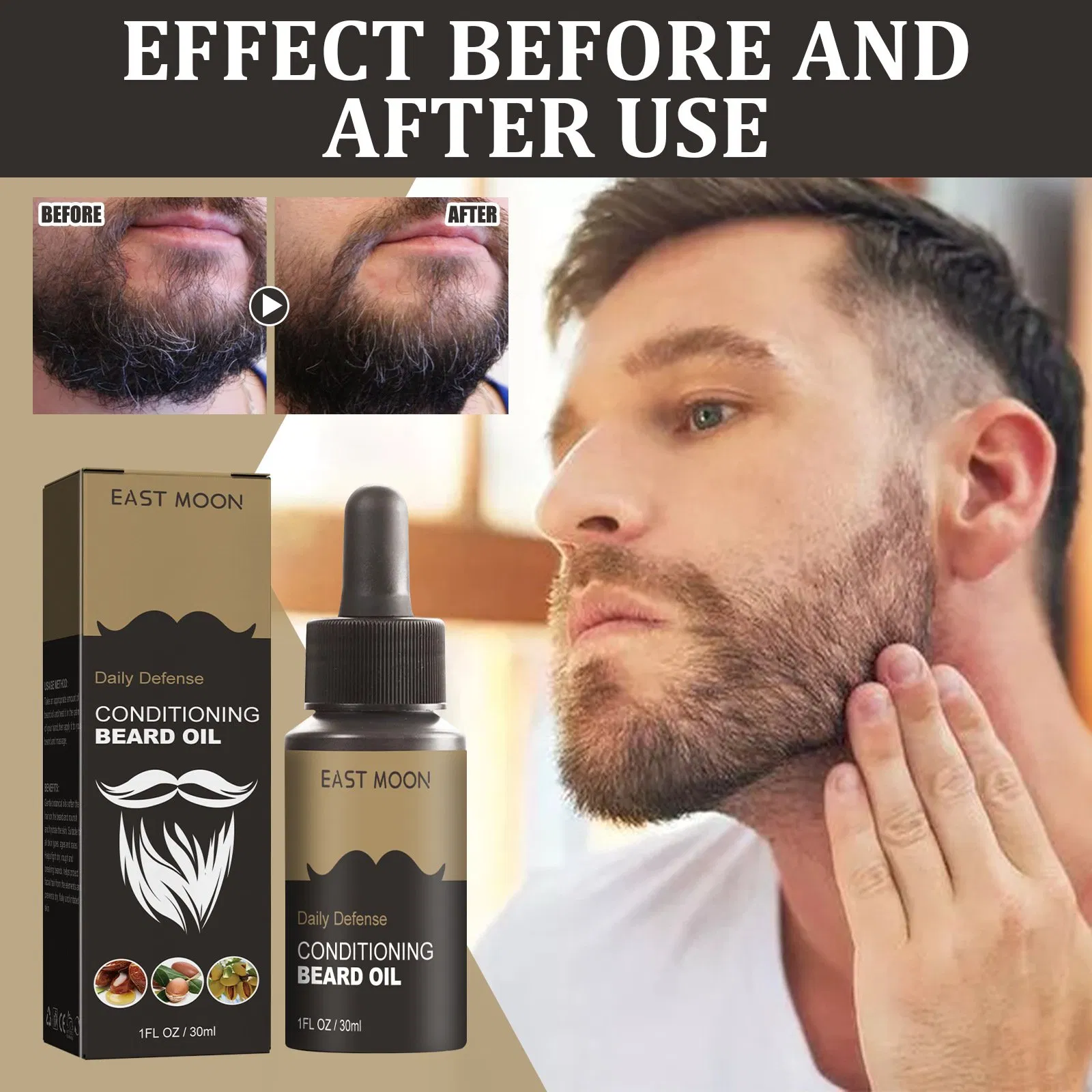 Plant Extract Men Hair Beard Conditioning Growth Oil Hydrating Dryness Natural Organic Moisturizing Beard Oil