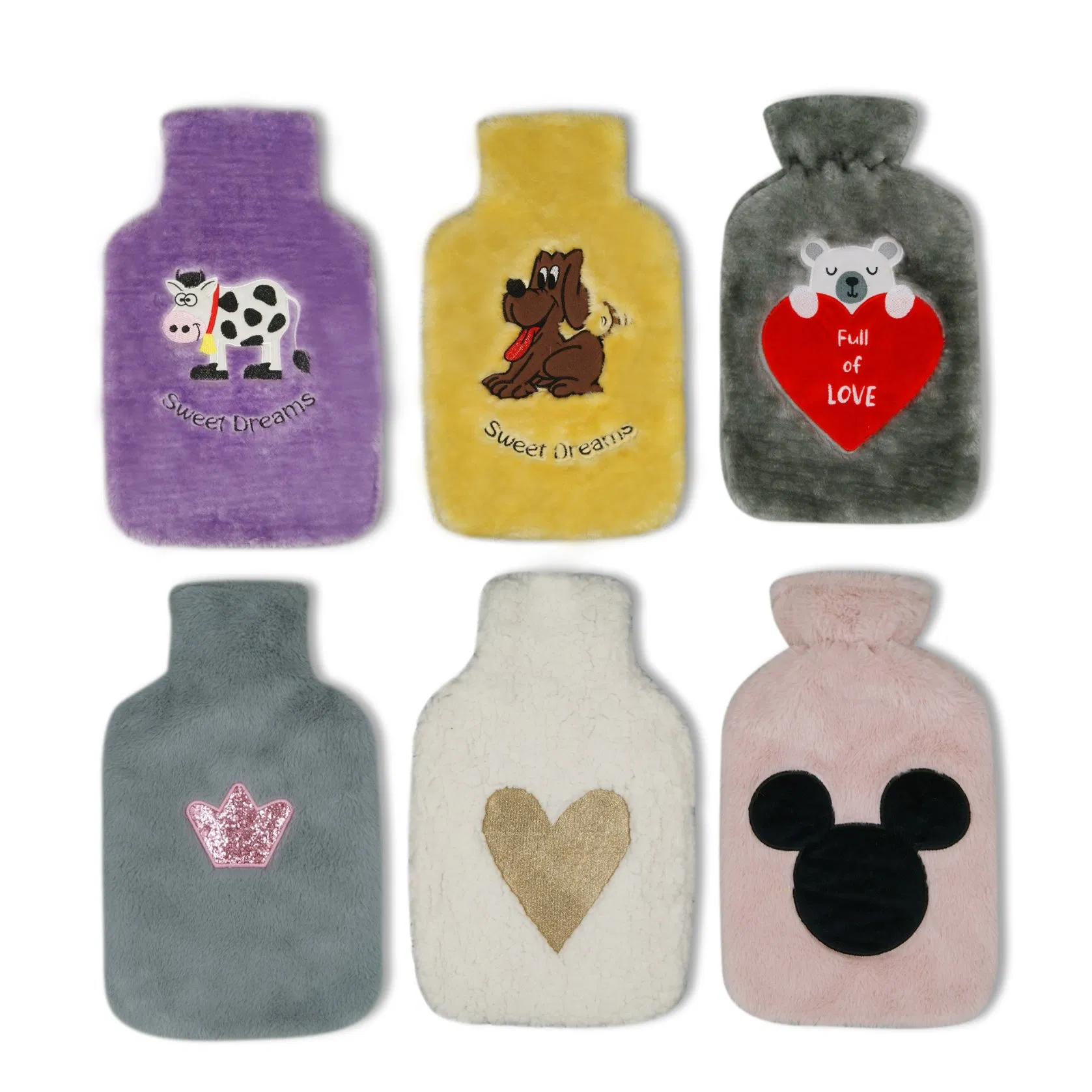 Hot-Selling Knitted Pattern Natural Rubber Hot Water Bags with Multi-Colors Patterns