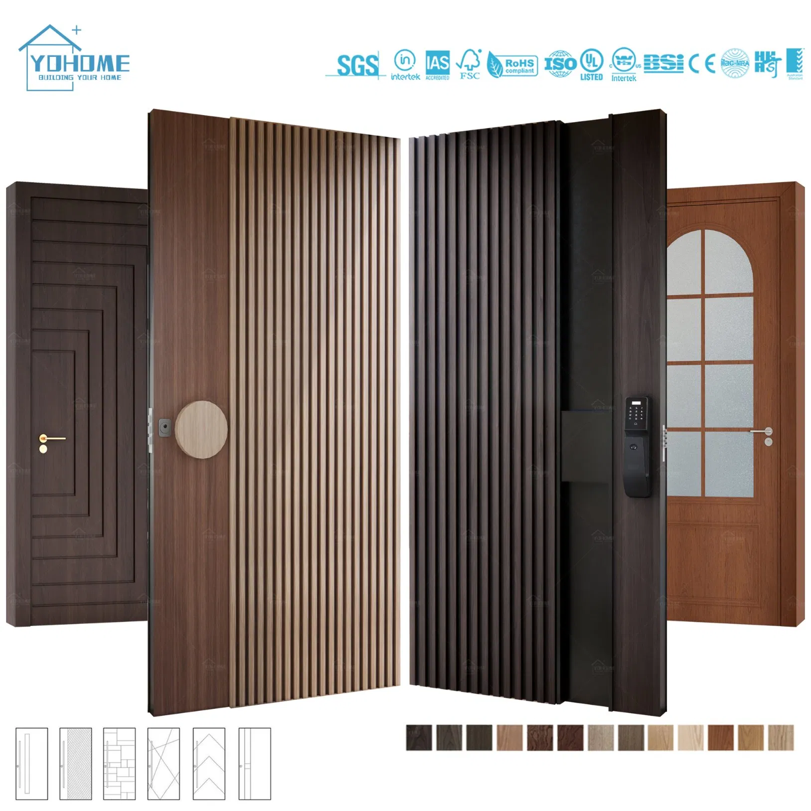 European Top Designer High End Entrance Front Doors for Houses Modern External Front Entry Doors Solid Wood Exterior Pivot Doors