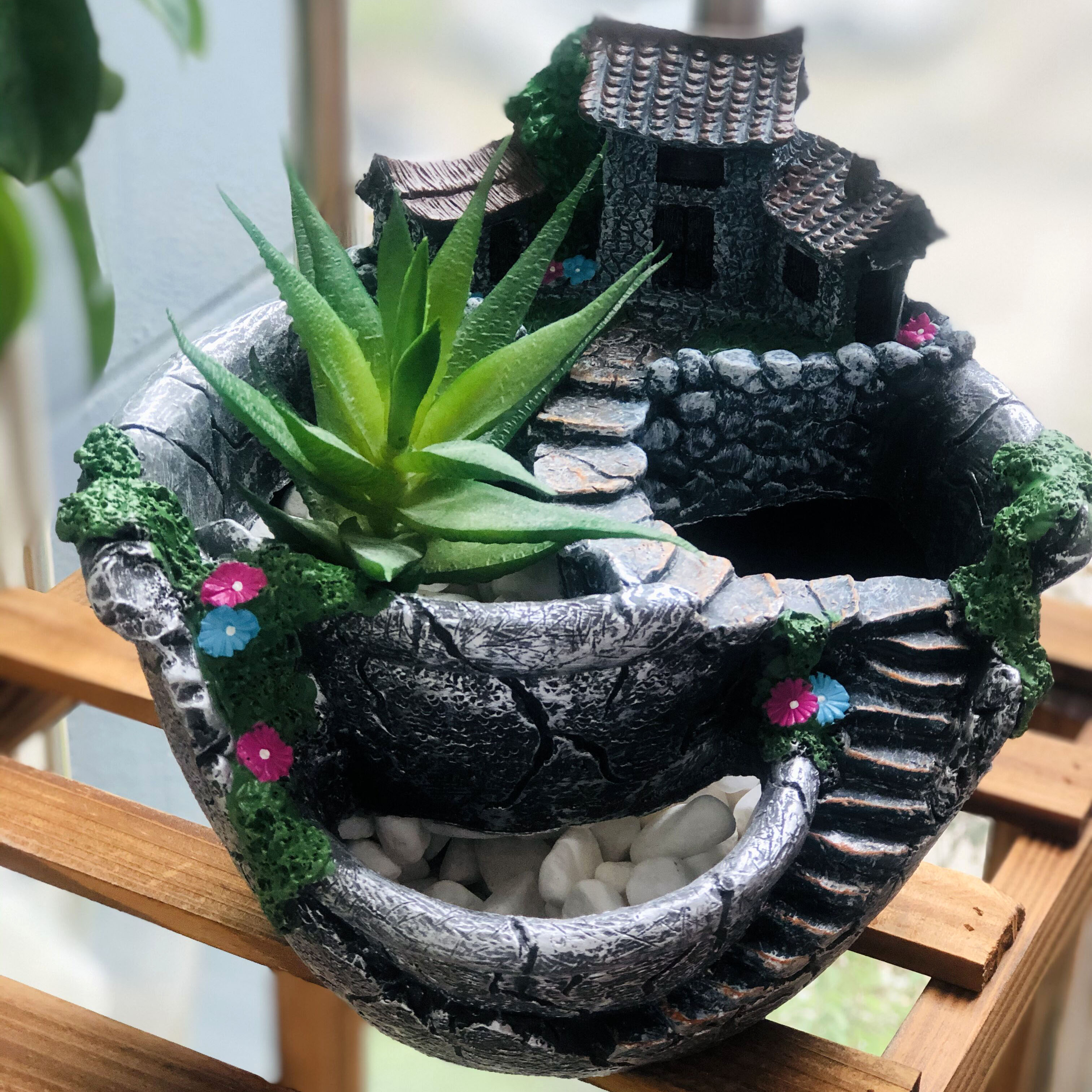 Суккуленты искусственные в горшке с держателем