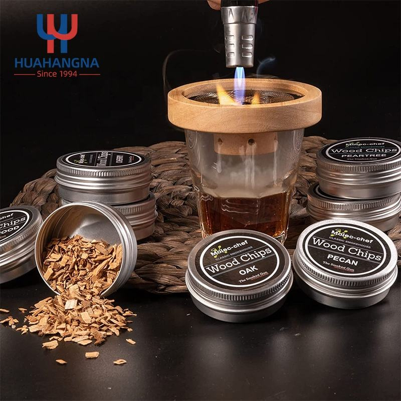 Bar Old Fashioned Whiskey Cocktail Drink Smoker Infuser Kit with Wood Chips and Torch in Gift Box