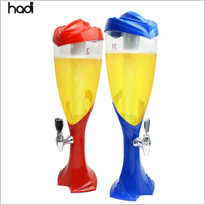 Hadi New Product Ideas 2023 Hotel Supplies Wholesale Beauty Wedding Buffet Decoration 1.5 Liter and 3 Liter LED Beer Tower with Ice Tube